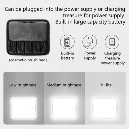 Smart LED Cosmetic Case with Mirror Toiletry Bag Portable Large Capacity Fashion Simple PU Leather Casual for Weekend Vacation